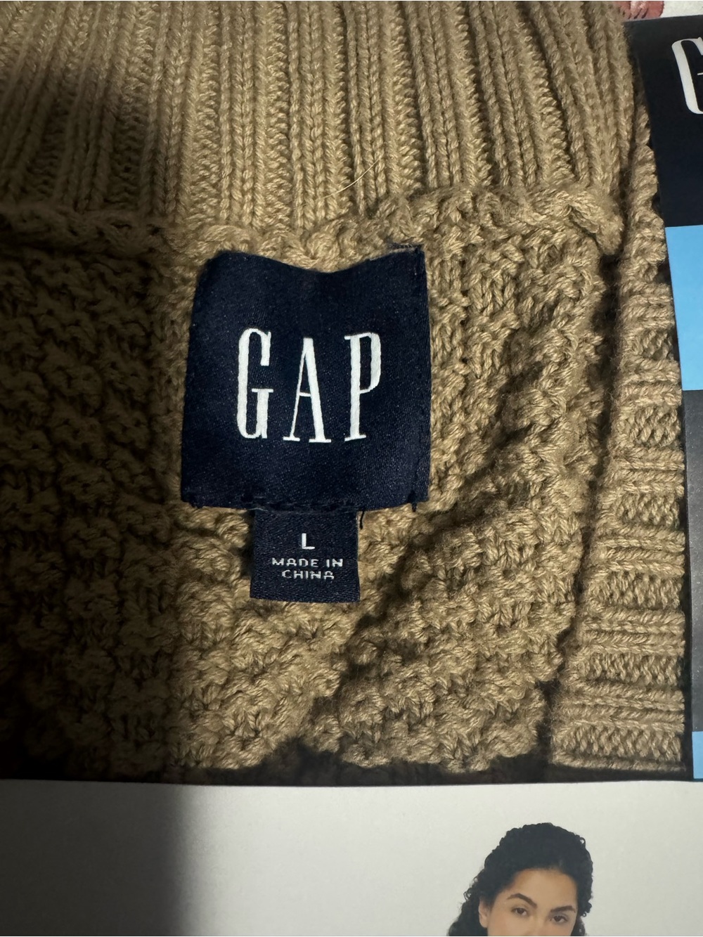 GAP Women's Tan Cardigan - Open Front Knit with Pockets size L - Picture 4 of 5